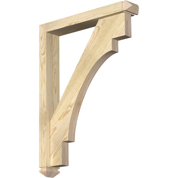 Ekena Millwork Merced Arts and Crafts Rough Sawn Bracket w/ Offset Brace, Douglas Fir, 4"W x 24"D x 32"H BKT0402X24X32MRC03RDF - main